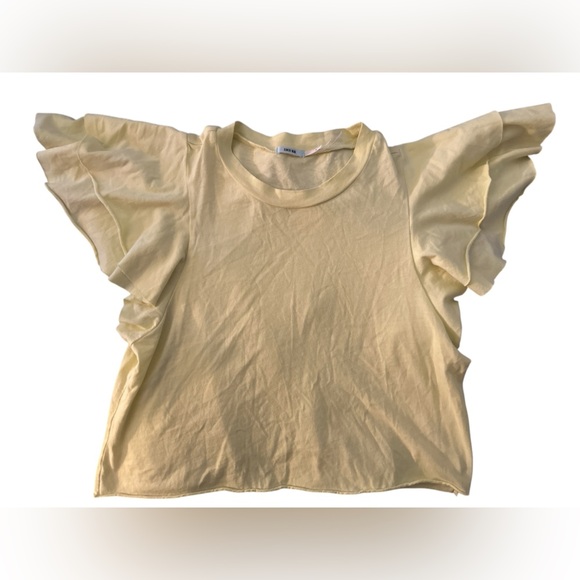 Kimchi Blue Light Yellow Ruffle Sleeve Tee - Picture 1 of 5